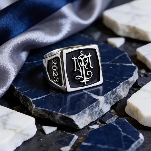 Square Silver Monogram Ring
