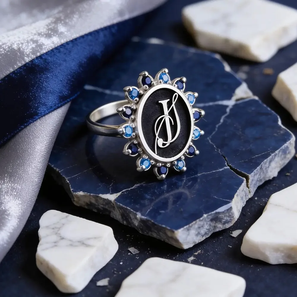 Women’s Monogram Ring with Stone