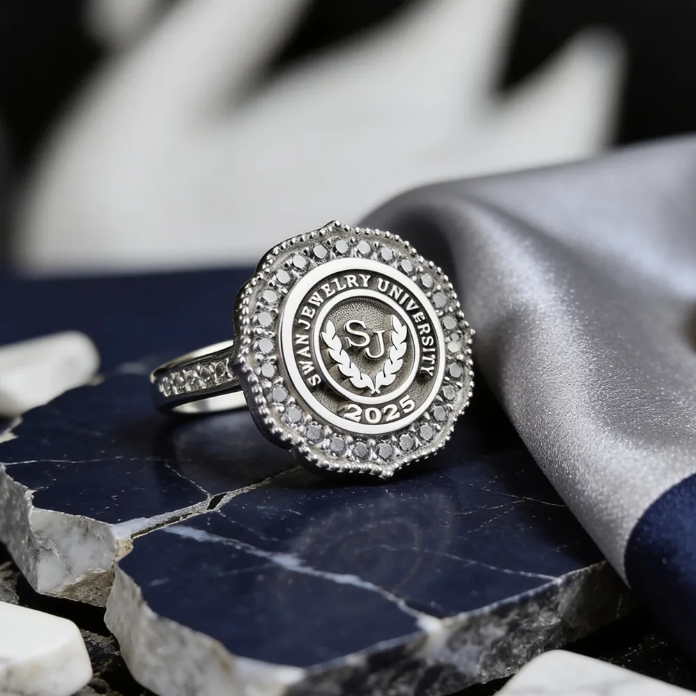 Women’s University Ring with White Stones