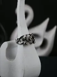 Chunky sterling silver brutalist ring with organic openwork texture