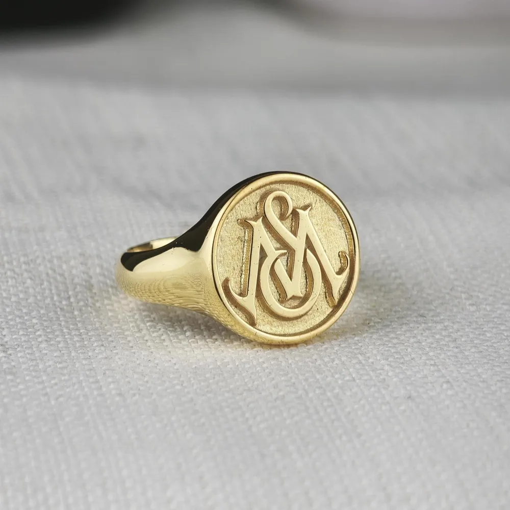 Raised Two-Initial Monogram Signet Ring